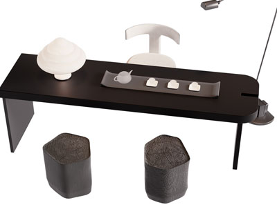 侘寂风茶桌椅组合3d模型 侘寂风茶桌椅组合