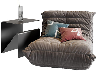 现代布艺懒人沙发 角几