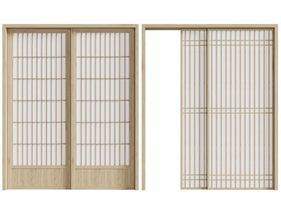 日式实木边框的推拉门