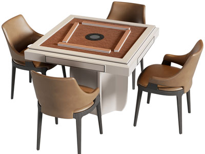 现代方形麻将娱乐桌椅组合3d模型 现代方形麻将娱乐桌椅组合