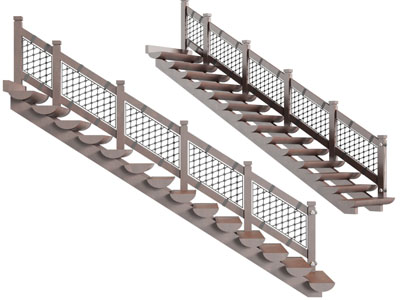 新中式景观扶手台阶 木质楼梯3d模型 新中式景观扶手台阶 木质楼梯