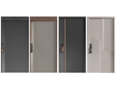 现代带密码锁的单扇平开门 入户门