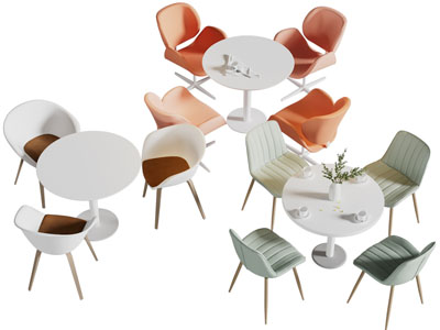 现代圆形休闲桌椅组合3d模型 现代圆形休闲桌椅组合