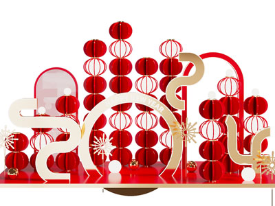 新中式节日灯笼美陈 演绎舞台 户外装置