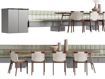 现代卡座餐桌椅组合3d模型 现代卡座餐桌椅组合