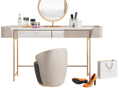 现代轻奢化妆 梳妆台3d模型 现代轻奢化妆 梳妆台