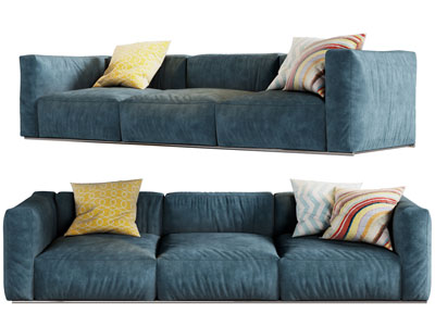 现代布艺多人沙发