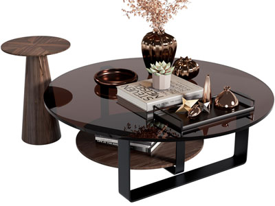 现代圆形茶几3d模型 现代圆形茶几