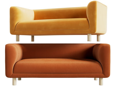 现代布艺多人沙发