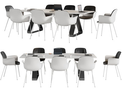 现代长方形餐桌椅组合3d模型 现代长方形餐桌椅组合