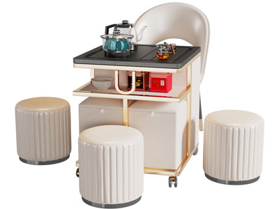 现代轻奢茶桌椅组合3d模型 现代轻奢茶桌椅组合