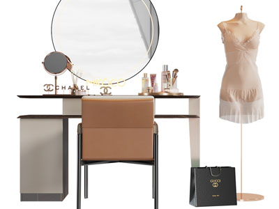 现代轻奢化妆 梳妆台3d模型 现代轻奢化妆 梳妆台