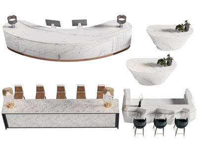 现代前台接待台3d模型 现代前台接待台