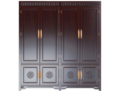 新中式实木衣柜3d模型 新中式实木衣柜