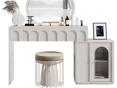 现代轻奢化妆 梳妆台3d模型 现代轻奢化妆 梳妆台