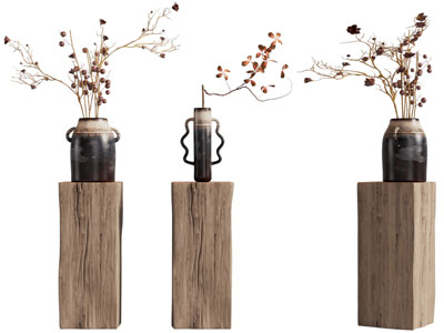 新中式陶艺花瓶干枝摆件组合