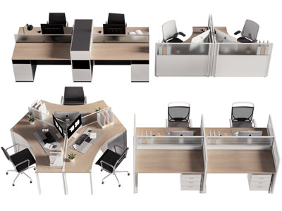 现代办公桌椅组合3d模型 现代办公桌椅组合