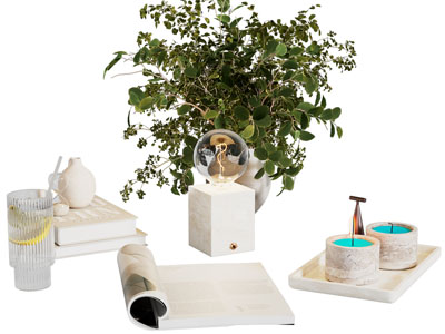 现代花瓶花卉 烛台 水杯摆件组合