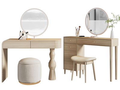 北欧化妆 梳妆台3d模型 北欧化妆 梳妆台