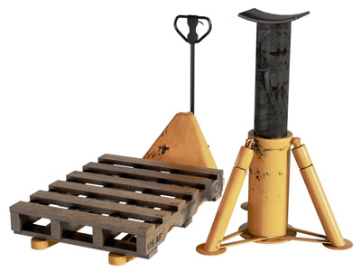 现代叉车 地堆 气泵 托盘 支撑架3d模型 现代叉车 地堆 气泵 托盘 支撑架