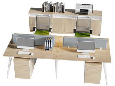 现代办公桌椅组合3d模型 现代办公桌椅组合