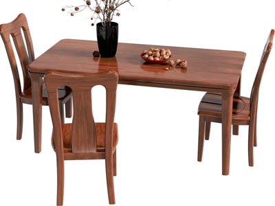 现代实木长方形餐桌椅组合3d模型 现代实木长方形餐桌椅组合