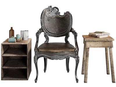 法式雕花复古扶手椅子 休闲椅子 边几