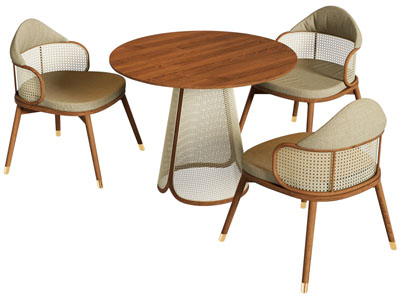 侘寂风休闲餐桌椅组合3d模型 侘寂风休闲餐桌椅组合