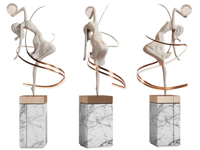 现代跳舞的女子雕塑雕刻摆件组合3d模型 现代跳舞的女子雕塑雕刻摆件组合