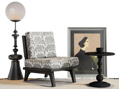 法式休闲椅子 边几 地画