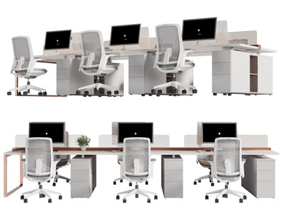 现代办公桌椅组合3d模型 现代办公桌椅组合