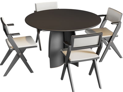 现代圆形餐桌椅组合3d模型 现代圆形餐桌椅组合