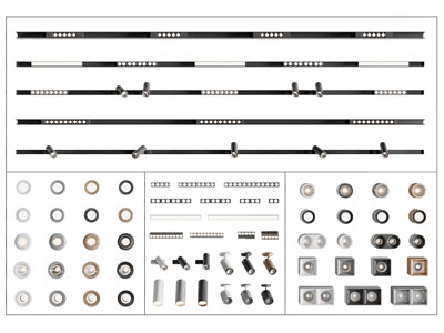现代轨道磁吸灯 可转向筒灯射灯 格栅灯