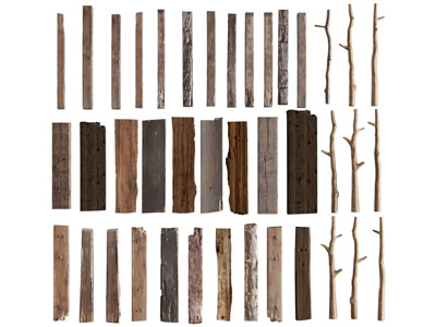 现代木段 木材 木头 木棍