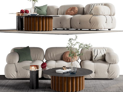 现代拼接多人沙发 茶几组合