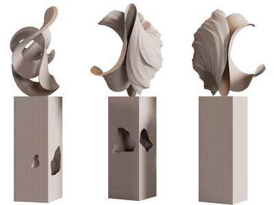 侘寂风工艺品雕塑雕刻摆件组合3d模型 侘寂风工艺品雕塑雕刻摆件组合