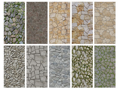 现代冰裂纹贴图 碎拼地面 植草砖 块石路面