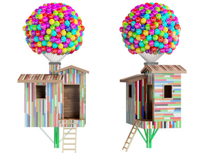 现代木房子 热气球