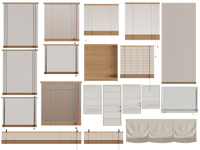 现代拉帘 竹帘 卷帘 罗马帘3d模型 现代拉帘 竹帘 卷帘 罗马帘