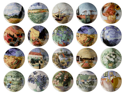 现代陶瓷圆盘风景油画墙饰挂件