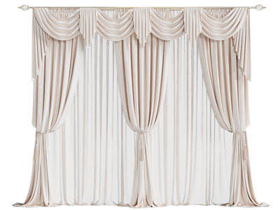 欧式布艺窗帘窗纱3d模型 欧式布艺窗帘窗纱