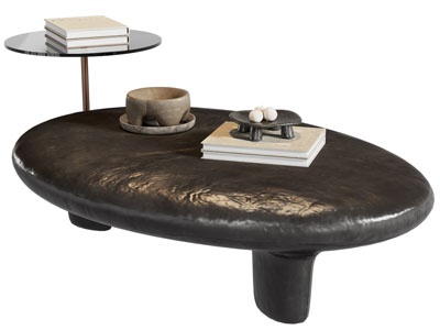 侘寂风椭圆形茶几边几3d模型 侘寂风椭圆形茶几边几