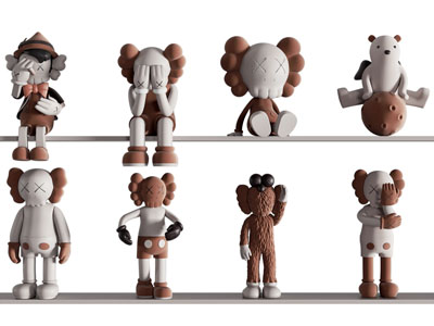 现代Kaws公仔雕塑雕刻摆件组合3d模型 现代Kaws公仔雕塑雕刻摆件组合