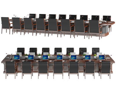 现代加长长方形会议桌椅组合3d模型 现代加长长方形会议桌椅组合