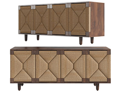 现代绳编柜门实木玄关柜 边柜