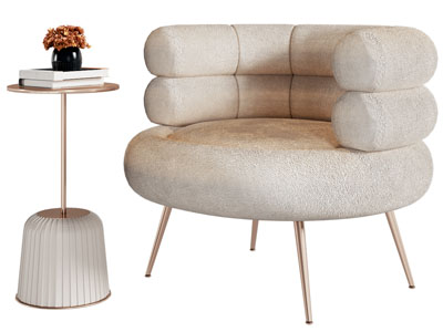 现代轻奢休闲椅子 边几