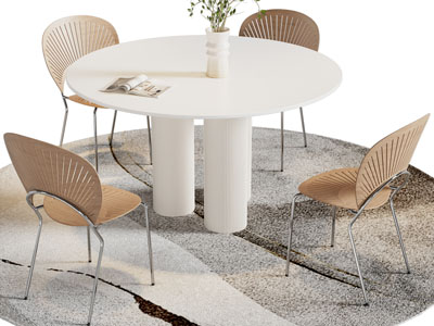 现代圆形餐桌椅组合3d模型 现代圆形餐桌椅组合