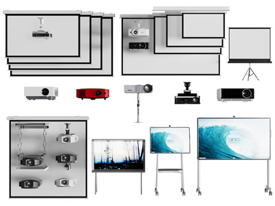 现代投影仪 投影幕布 电视机3d模型 现代投影仪 投影幕布 电视机