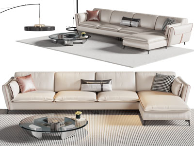 现代多人沙发 茶几组合