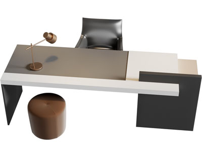 现代书桌椅组合3d模型 现代书桌椅组合